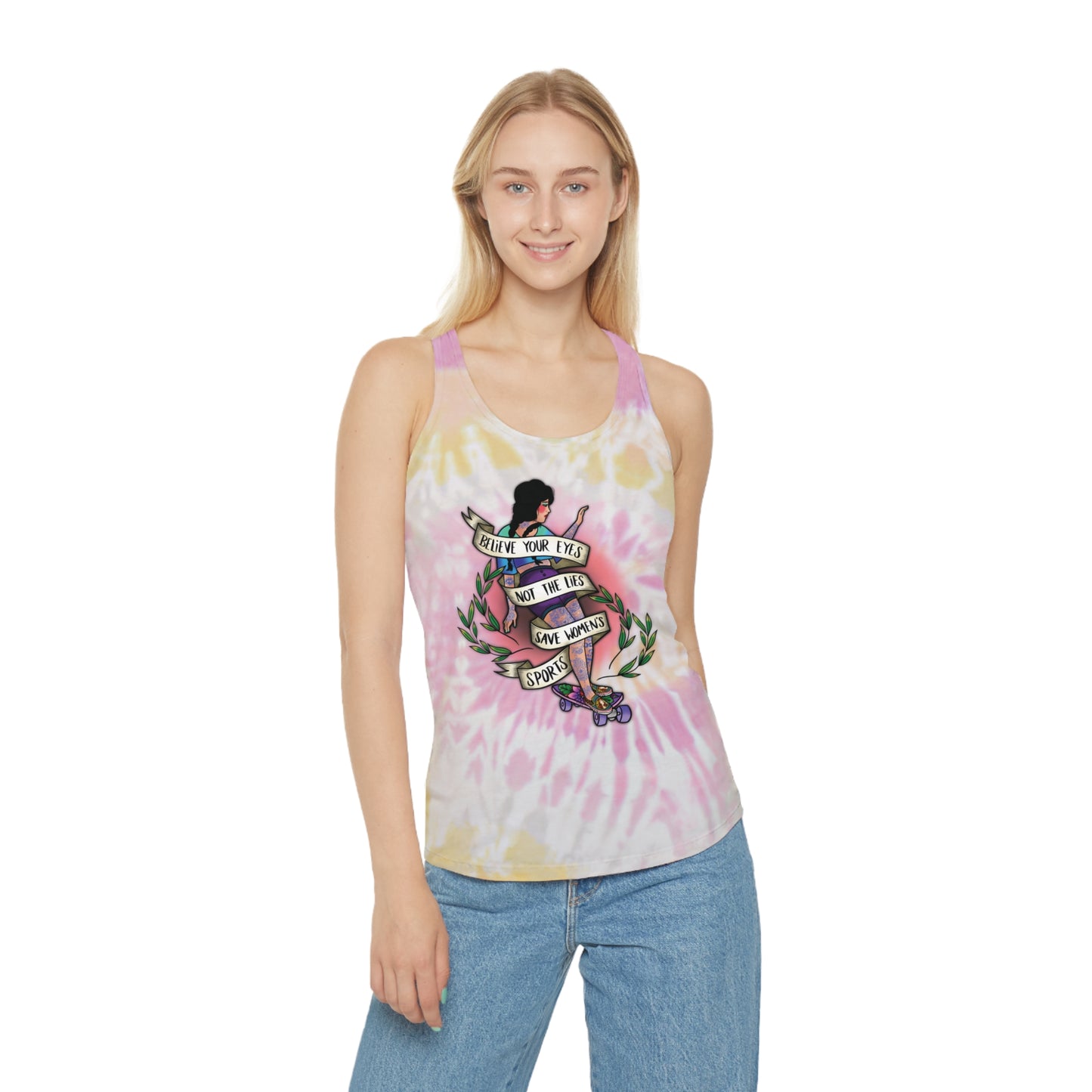 Save Women’s Sports - Tie Dye Racerback Tank Top