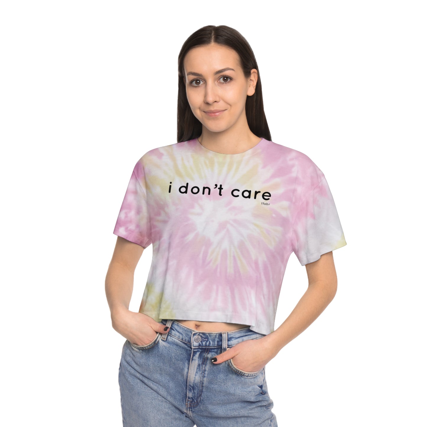 I Don’t Care - Women's Tie-Dye Crop Tee