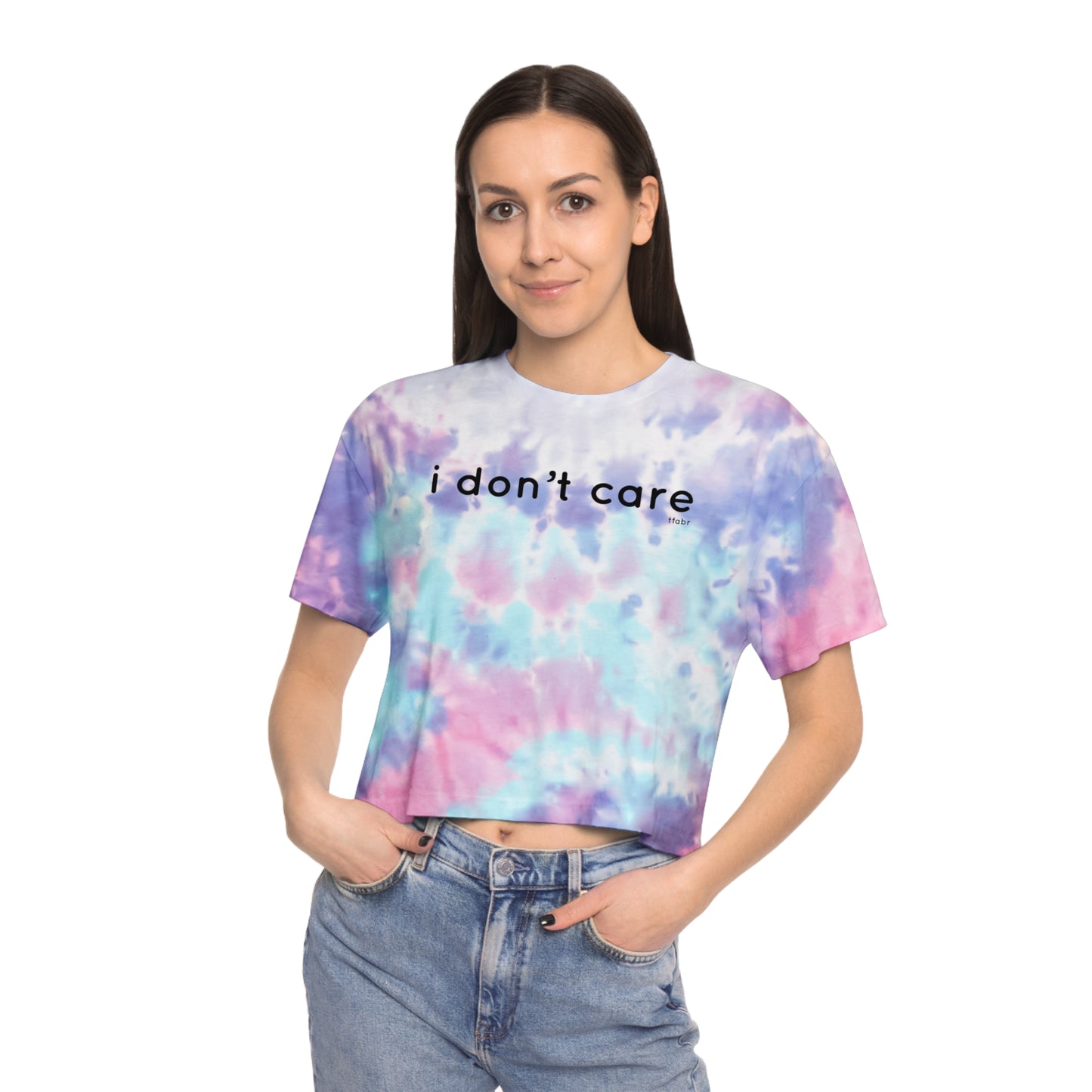 I Don’t Care - Women's Tie-Dye Crop Tee