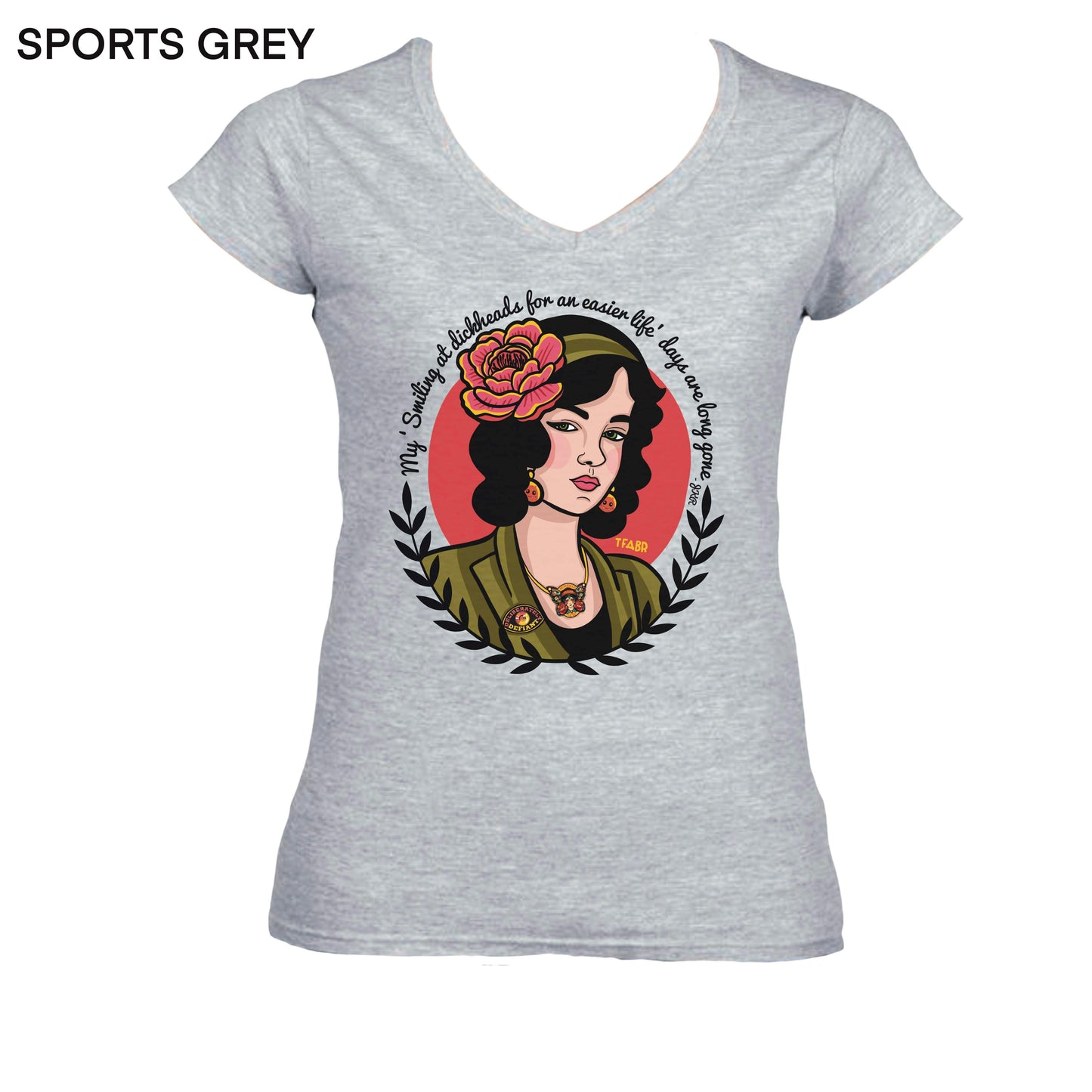 Smiling Ladyfit V-Neck T-Shirt