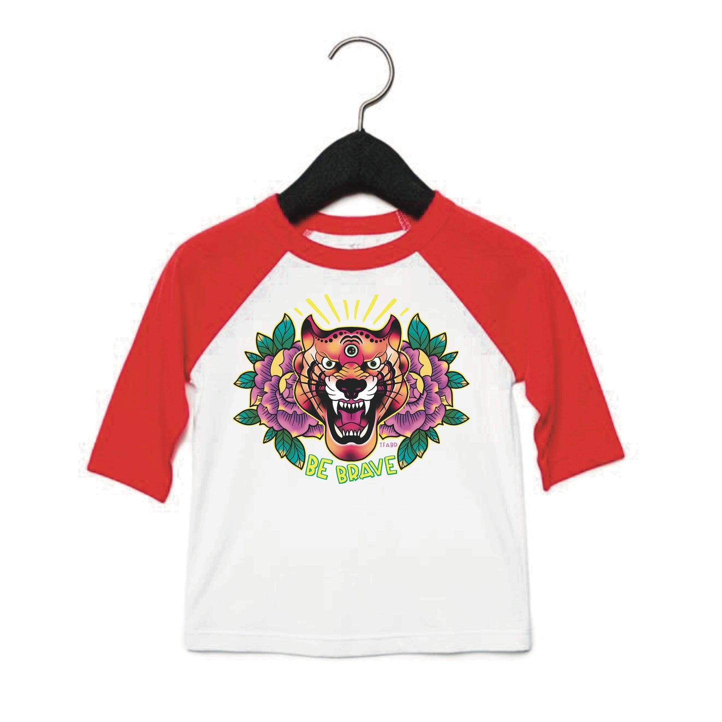 BE BRAVE! - Young Kids 3/4 Sleeve baseball T-Shirt