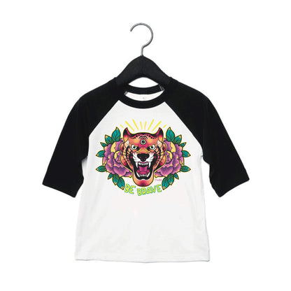 BE BRAVE! - Young Kids 3/4 Sleeve baseball T-Shirt