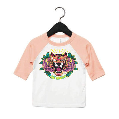 BE BRAVE! - Young Kids 3/4 Sleeve baseball T-Shirt