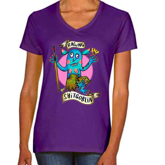 Raging ShitGoblin - VNeck T-Shirt Ladyfit