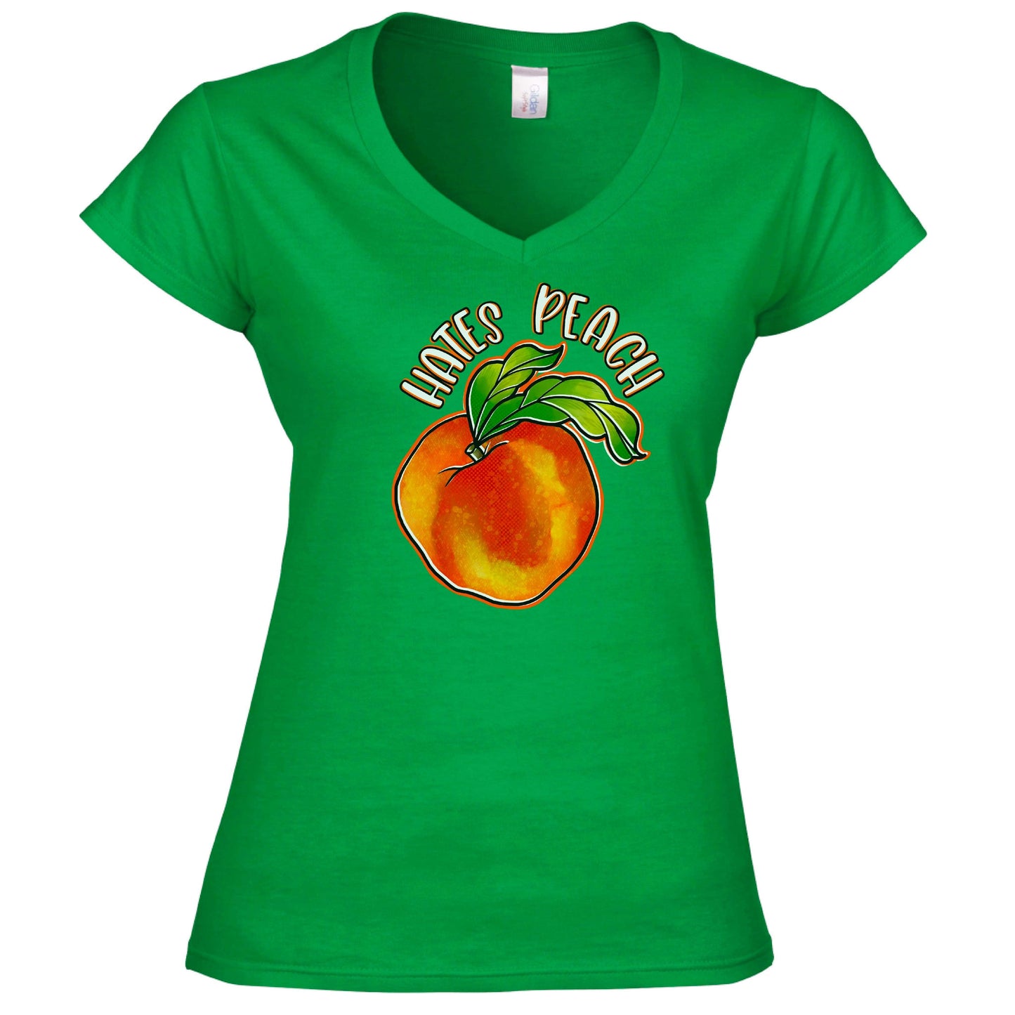 Hates Peach V-Neck T-Shirt Ladyfit