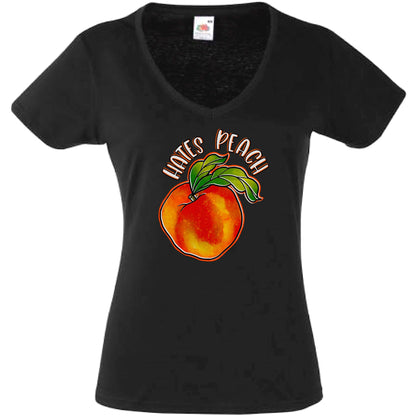 Hates Peach V-Neck T-Shirt Ladyfit