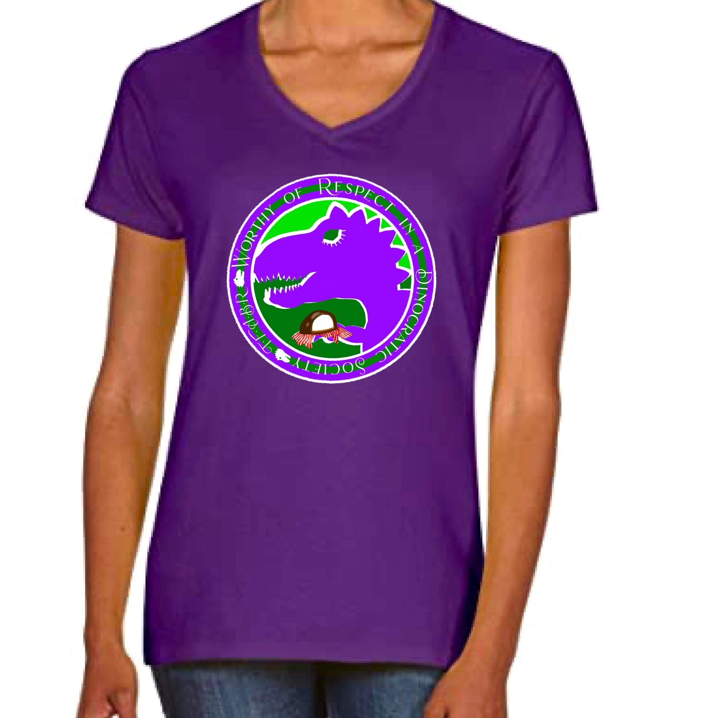 Dinocratic V-Neck ladyfit T-Shirt